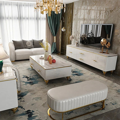 Chift Modern White TV Stand 4-Door 2-Drawer Luxurious Media Console for TV Up to 85 Inch - Homary