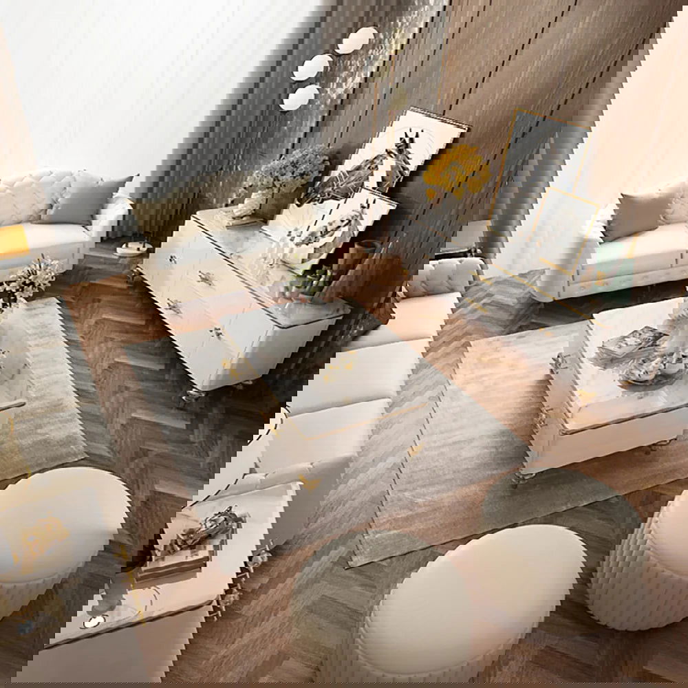 Chift Modern White TV Stand 4-Door 2-Drawer Luxurious Media Console for TV Up to 85 Inch - Homary