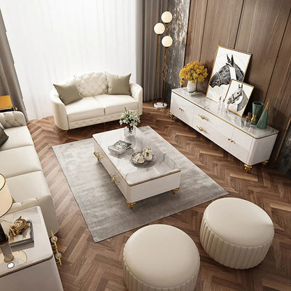 Chift Modern White TV Stand 4-Door 2-Drawer Luxurious Media Console for TV Up to 85 Inch - Homary