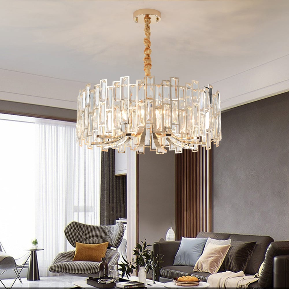 Clytia 10-Light Modern Crystal Chandelier with Adjustable Chain in Gold - 
