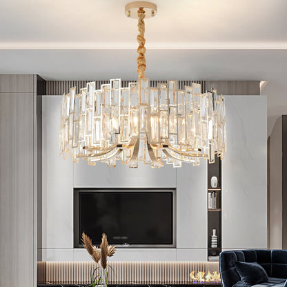 Clytia 10-Light Modern Crystal Chandelier with Adjustable Chain in Gold - 