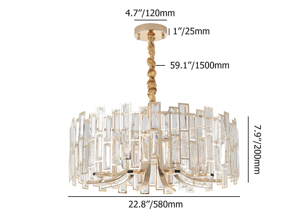 Clytia 10-Light Modern Crystal Chandelier with Adjustable Chain in Gold - 