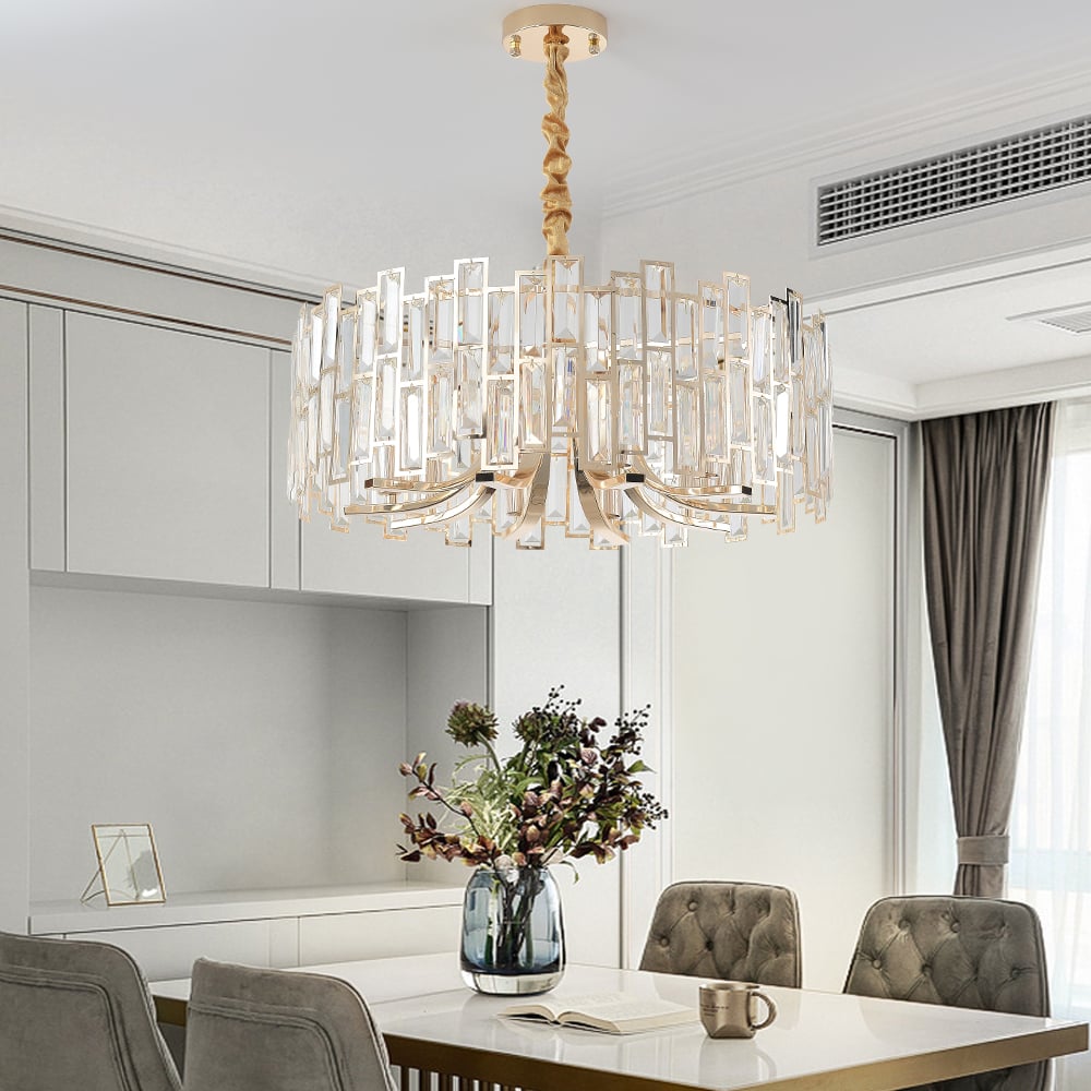 Clytia 10-Light Modern Crystal Chandelier with Adjustable Chain in Gold - 