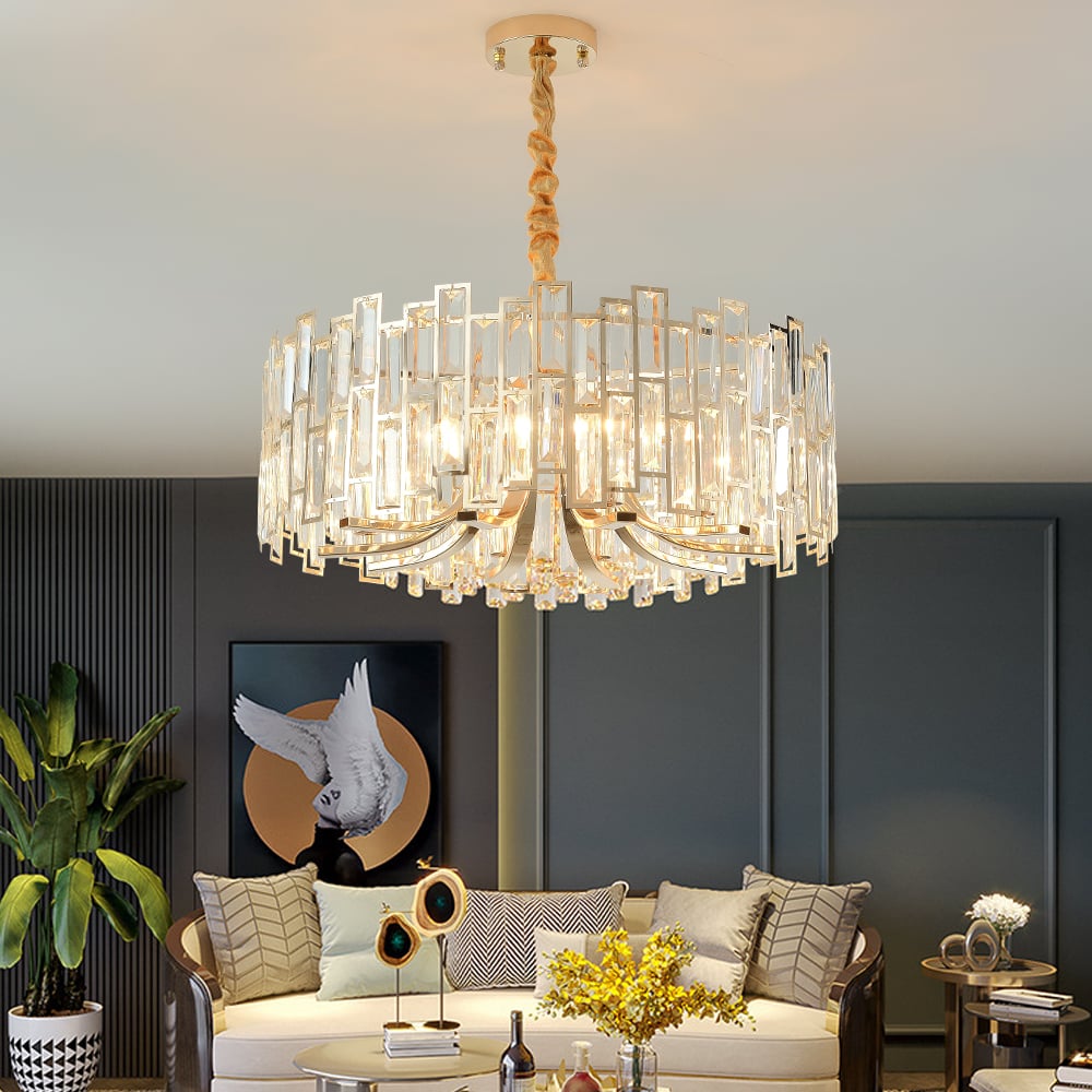 Clytia 10-Light Modern Crystal Chandelier with Adjustable Chain in Gold - 