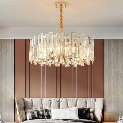 Clytia 10-Light Modern Crystal Chandelier with Adjustable Chain in Gold - Homary