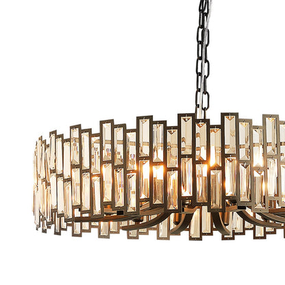 Clytia Modern Geometric Crystal Chandelier 10-Light with Adjustable Chain in Black - 