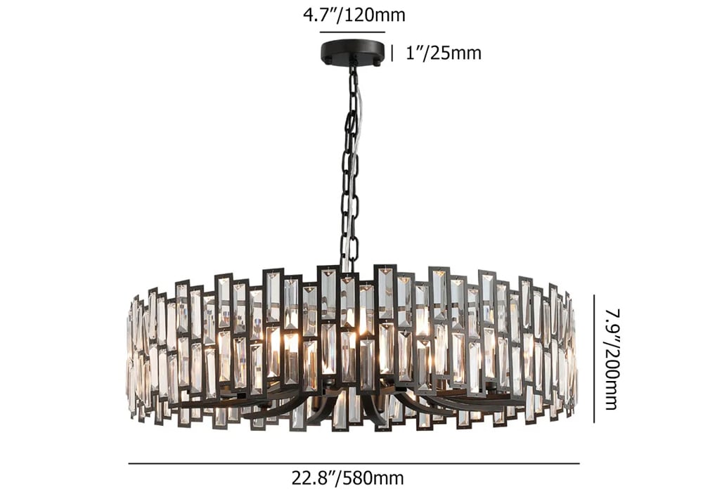 Clytia Modern Geometric Crystal Chandelier 10-Light with Adjustable Chain in Black - 