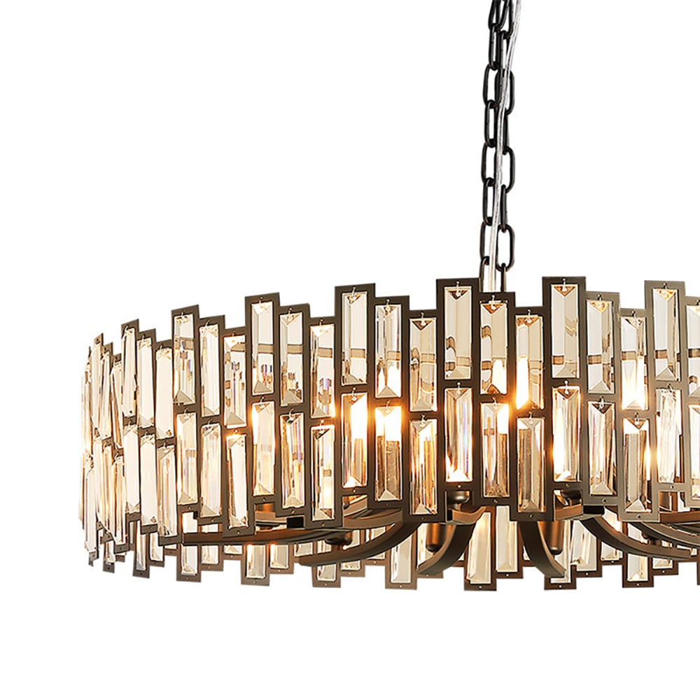 Clytia Modern Geometric Crystal Chandelier 14-Light with Adjustable Chain in Black - 