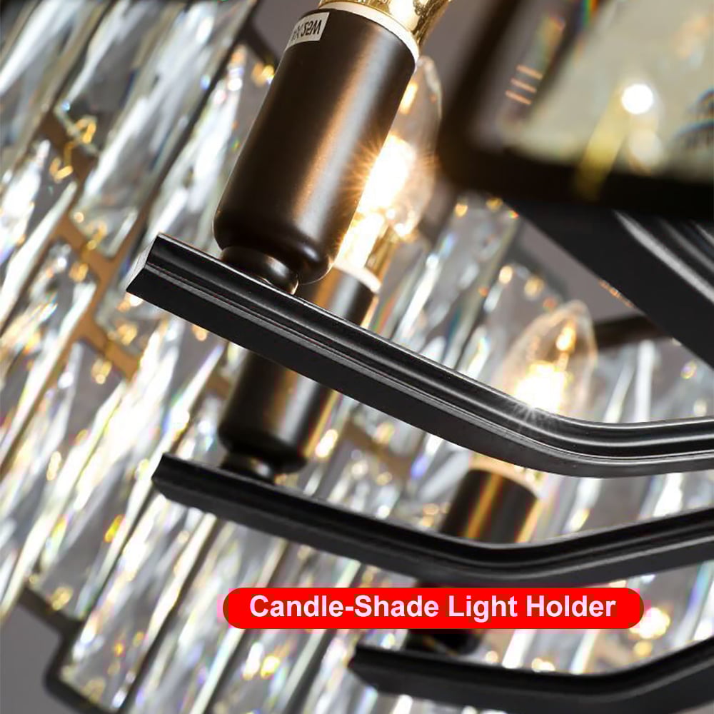 Clytia Modern Geometric Crystal Chandelier 14-Light with Adjustable Chain in Black - 