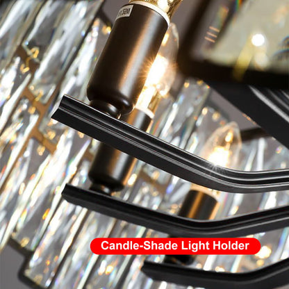 Clytia Modern Geometric Crystal Chandelier 14-Light with Adjustable Chain in Black - 