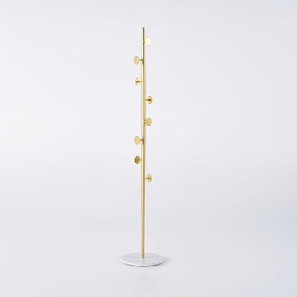 Coat Rack Brass Gold Round Hooks Entryway Freestanding Coat Hanger Marble Base - 