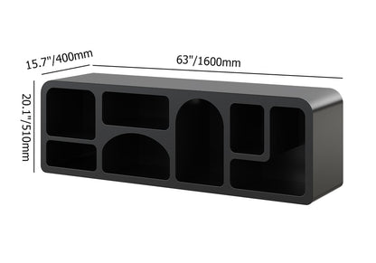 Codiys Art Deco Bookshelf Wood TV Stand in Black with Shelves for TV Up to 1778mm - 