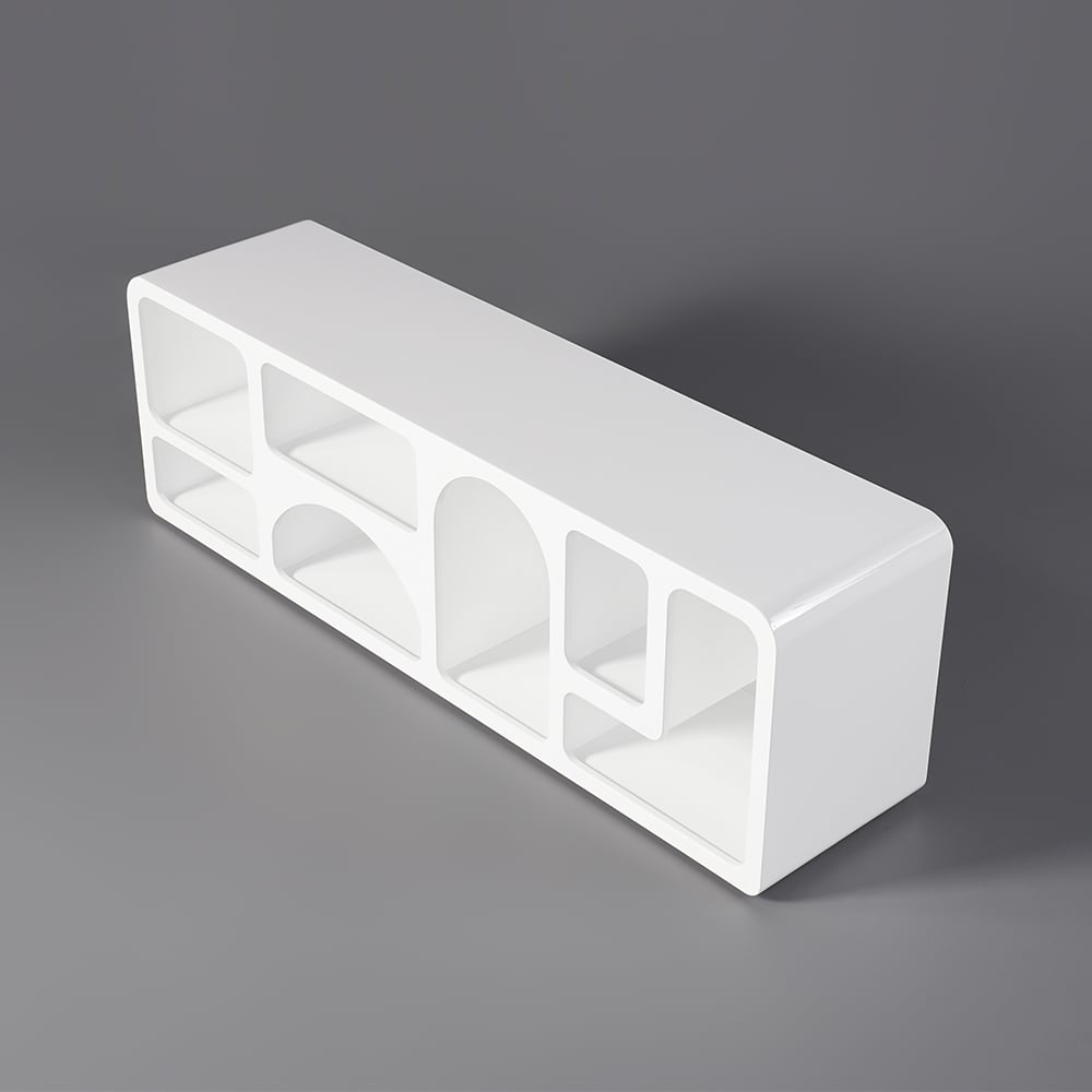 Codiys Art Deco Bookshelf Wood TV Stand in White with Shelves for TV Up to 1778mm - 