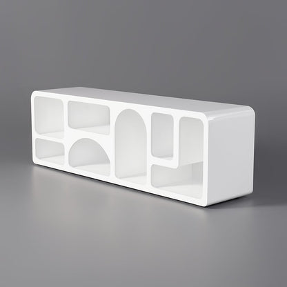 Codiys Art Deco Bookshelf Wood TV Stand in White with Shelves for TV Up to 1778mm - 