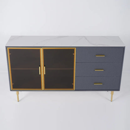 Cofab 1500mm Sideboard Sintered Stone Top Luxury Buffet Tempered Glass Doors in Large - 
