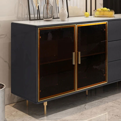 Cofab 1500mm Sideboard Sintered Stone Top Luxury Buffet Tempered Glass Doors in Large - Homary
