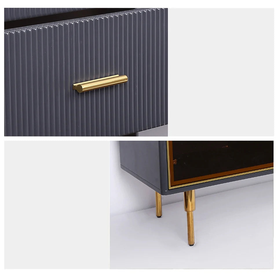 Cofab 1500mm Sideboard Sintered Stone Top Luxury Buffet Tempered Glass Doors in Large - Homary