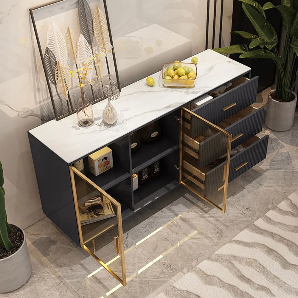 Cofab 1500mm Sideboard Sintered Stone Top Luxury Buffet Tempered Glass Doors in Large (Copy) - 