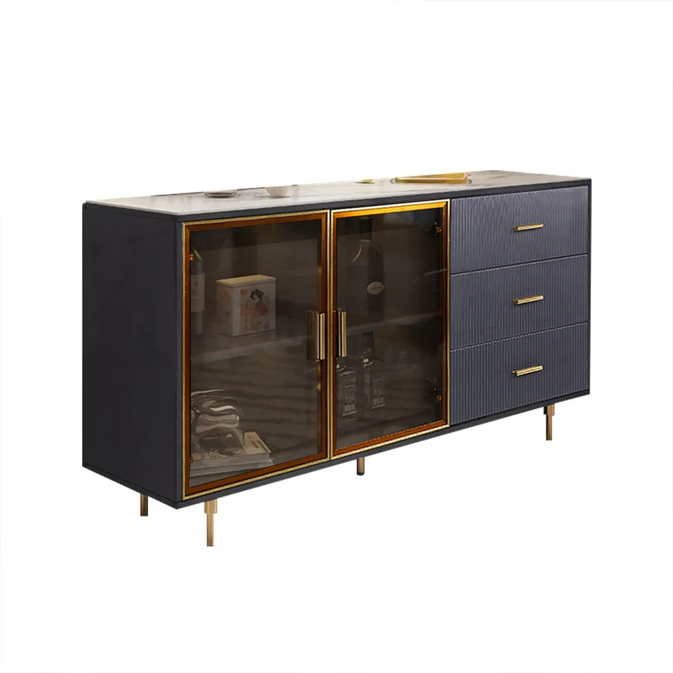 Cofab 1500mm Sideboard Sintered Stone Top Luxury Buffet Tempered Glass Doors in Large (Copy) - 