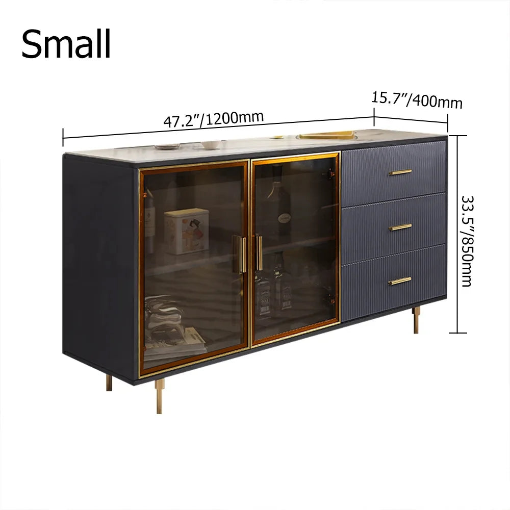 Cofab 1500mm Sideboard Sintered Stone Top Luxury Buffet Tempered Glass Doors in Large (Copy) - 