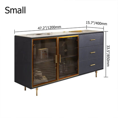 Cofab 1500mm Sideboard Sintered Stone Top Luxury Buffet Tempered Glass Doors in Large (Copy) - 