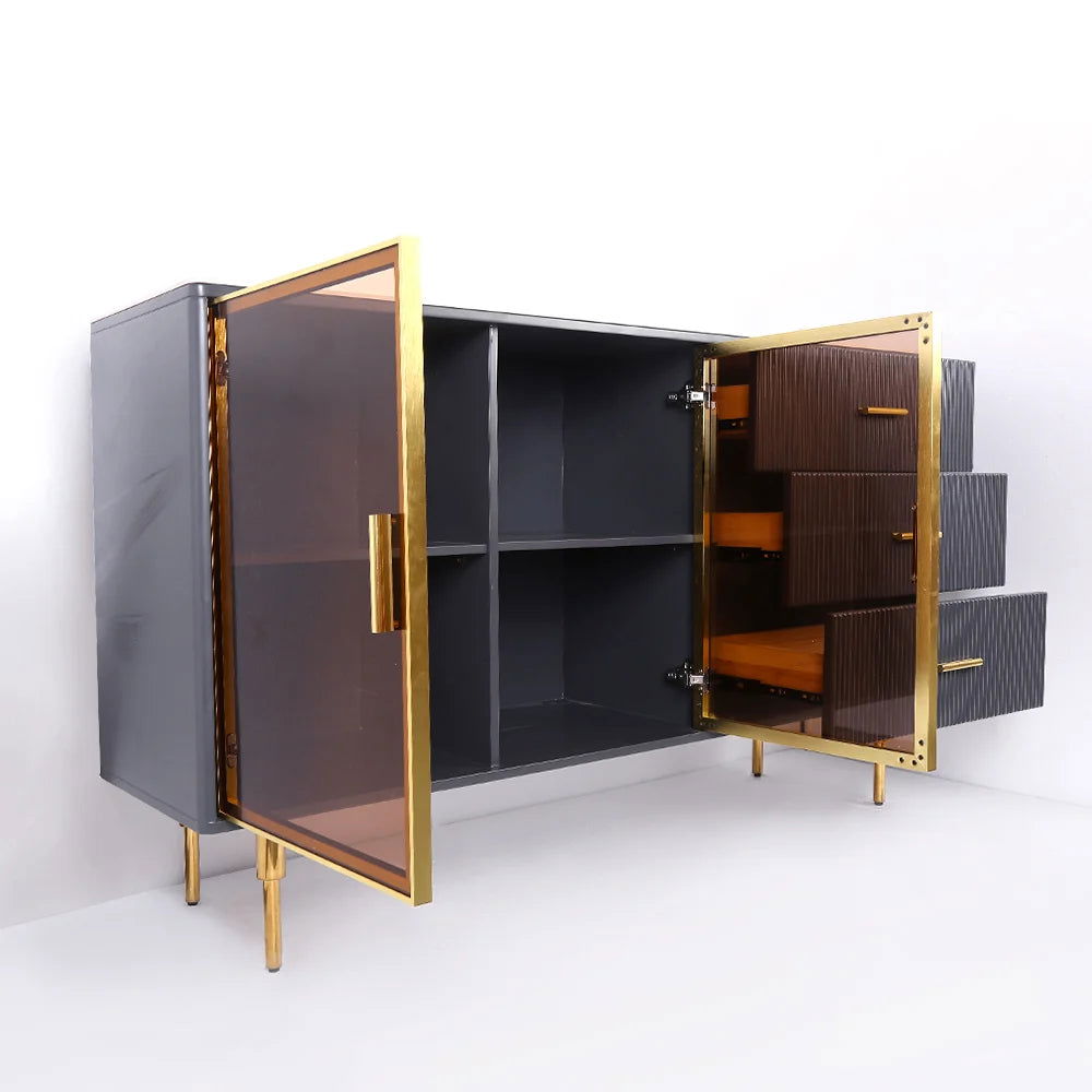 Cofab 1500mm Sideboard Sintered Stone Top Luxury Buffet Tempered Glass Doors in Large (Copy) - Homary
