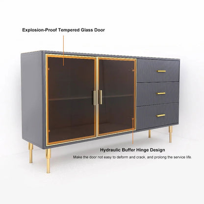 Cofab 1500mm Sideboard Sintered Stone Top Luxury Buffet Tempered Glass Doors in Large (Copy) - Homary