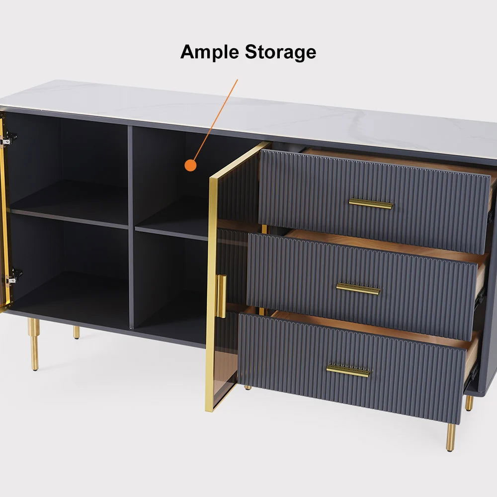 Cofab 1500mm Sideboard Sintered Stone Top Luxury Buffet Tempered Glass Doors in Large (Copy) - Homary