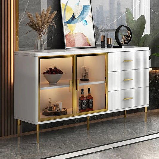 Cofab 1500mm White Sideboard Cabinet Sintered Stone Top Modern Buffet - 