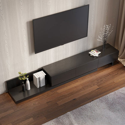 Crator Rectangle Wood Extendable TV Stand Black Media Console with 3-Drawer - Approved By Design