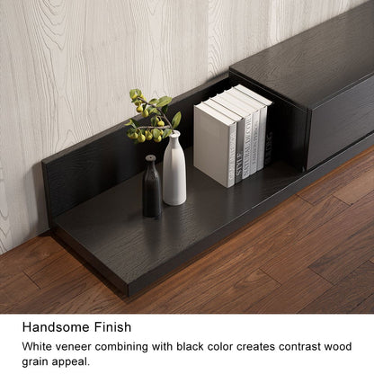 Crator Rectangle Wood Extendable TV Stand Black Media Console with 3-Drawer - Approved By Design