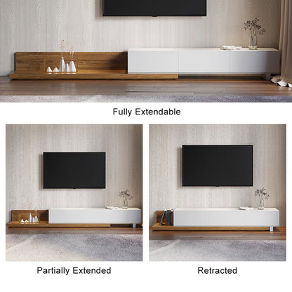 Crator Rectangle Wood Extendable TV Stand White and Walnut Media Console with 3-Drawer - Approved By Design