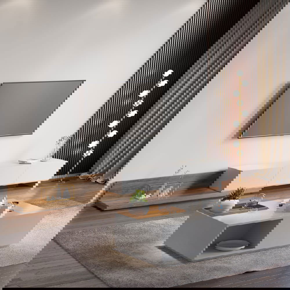 Crator Rectangle Wood Extendable TV Stand White and Walnut Media Console with 3-Drawer - Approved By Design