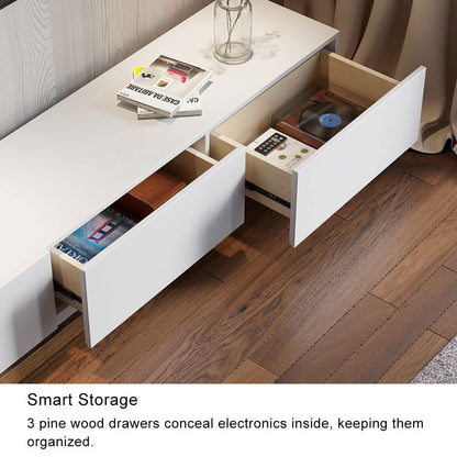 Crator Rectangle Wood Extendable TV Stand White and Walnut Media Console with 3-Drawer - Approved By Design