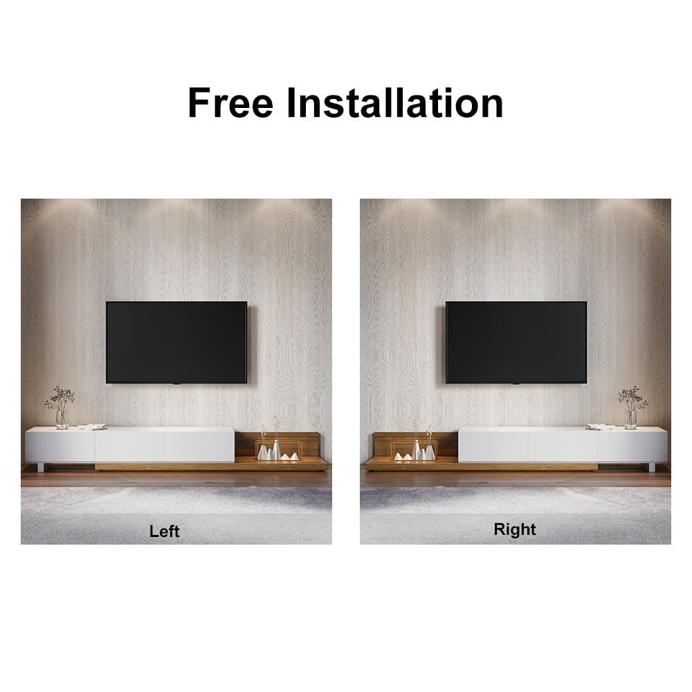 Crator Rectangle Wood Extendable TV Stand White and Walnut Media Console with 3-Drawer - Approved By Design