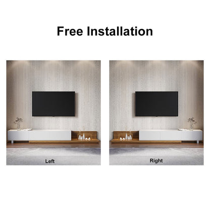 Crator Rectangle Wood Extendable TV Stand White and Walnut Media Console with 3-Drawer - Approved By Design