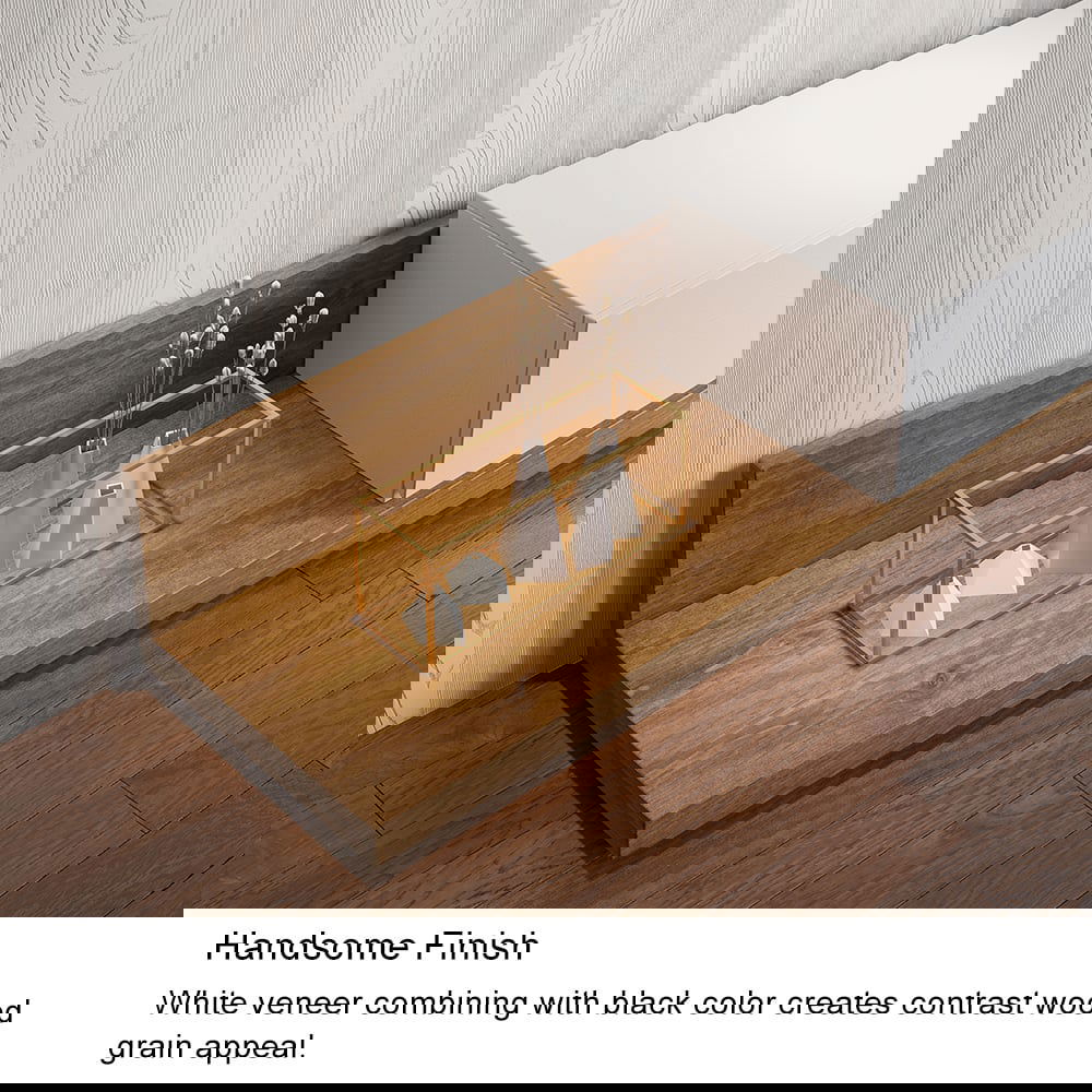 Crator Rectangle Wood Extendable TV Stand White and Walnut Media Console with 3-Drawer - Approved By Design