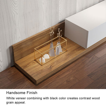 Crator Rectangle Wood Extendable TV Stand White and Walnut Media Console with 3-Drawer - Approved By Design