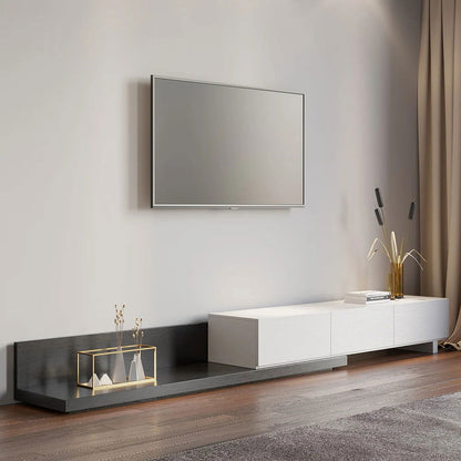 Crator Rectangle Wood Extendable TV Stand White and Walnut Media Console with 3-Drawer - Approved By Design