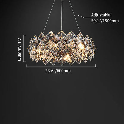 Crystack Modern 6-Light Tiered Crystal Chandelier with Adjustable Cables - 