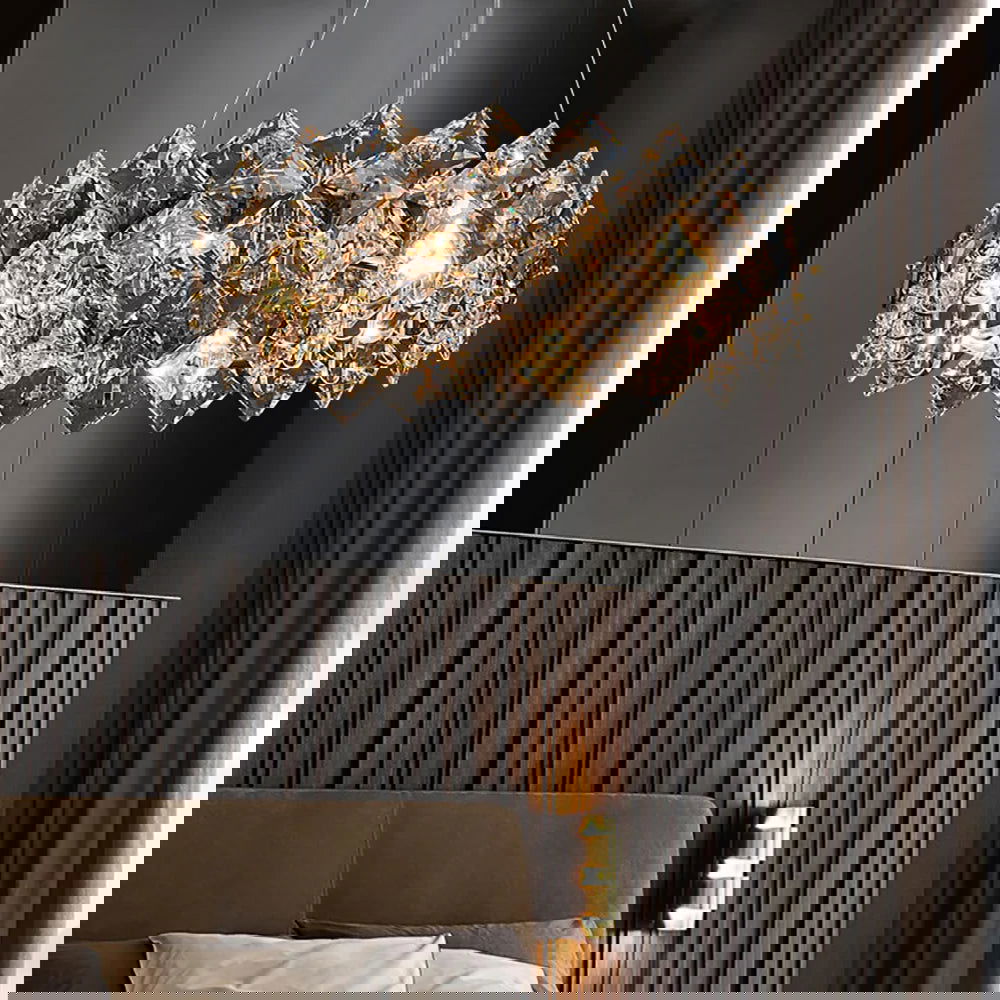 Crystack Modern 6-Light Tiered Crystal Chandelier with Adjustable Cables - Homary