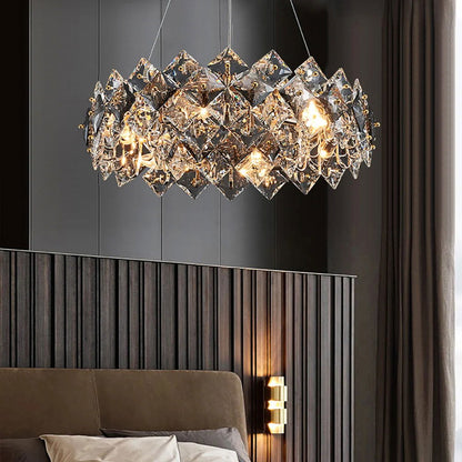 Crystack Modern 6-Light Tiered Crystal Chandelier with Adjustable Cables - Homary