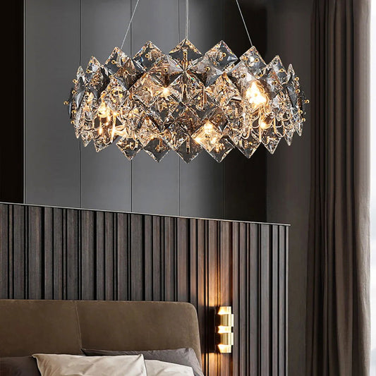 Crystack Modern 6-Light Tiered Crystal Chandelier with Adjustable Cables - Homary