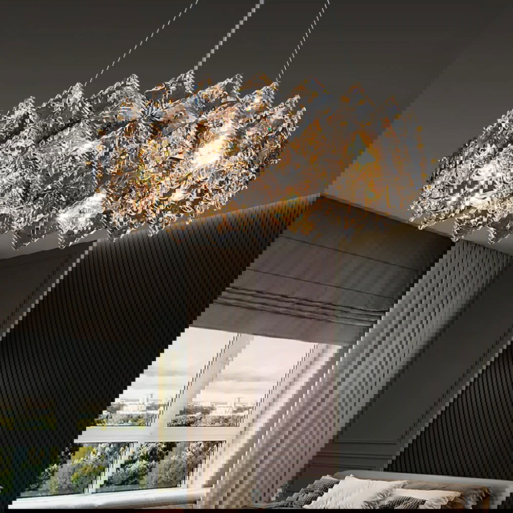 Crystack Modern 6-Light Tiered Crystal Chandelier with Adjustable Cables - Homary