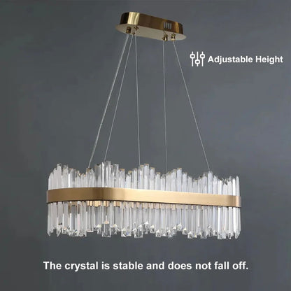 Crystina Modern Oval LED Crystal Kitchen Island Light Brass with Tubes Shaped - 