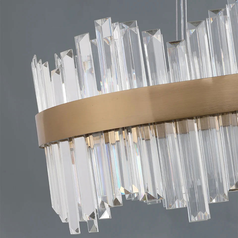 Crystina Modern Oval LED Crystal Kitchen Island Light Brass with Tubes Shaped - 