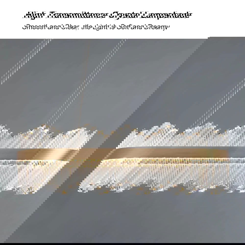 Crystina Modern Oval LED Crystal Kitchen Island Light Brass with Tubes Shaped - 