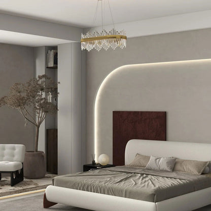 Crystina Modern Oval LED Crystal Kitchen Island Light Brass with Tubes Shaped - 