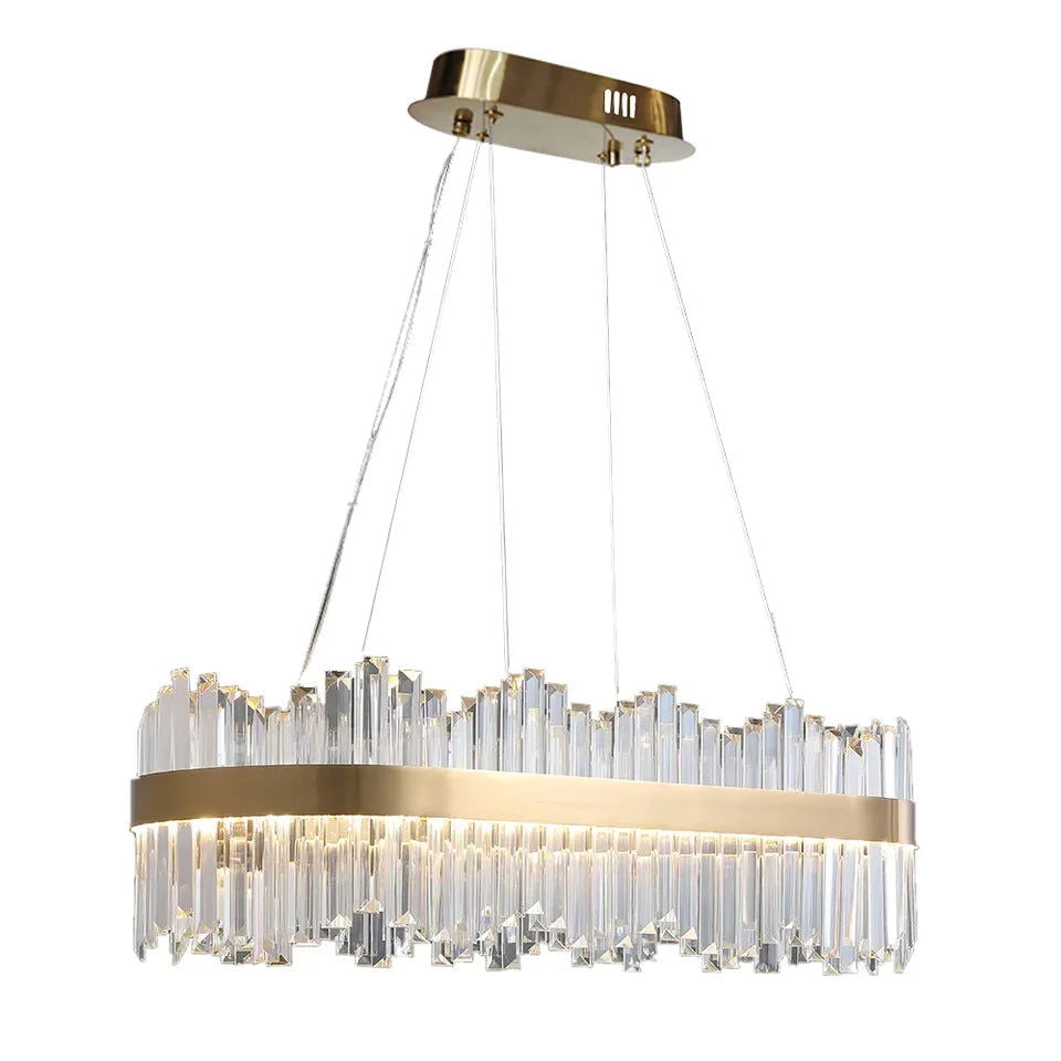 Crystina Modern Oval LED Crystal Kitchen Island Light Brass with Tubes Shaped - 