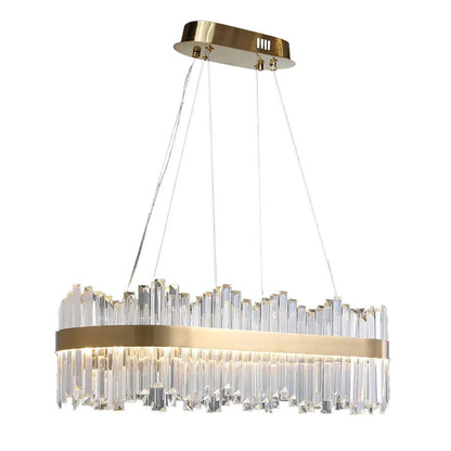 Crystina Modern Oval LED Crystal Kitchen Island Light Brass with Tubes Shaped - 